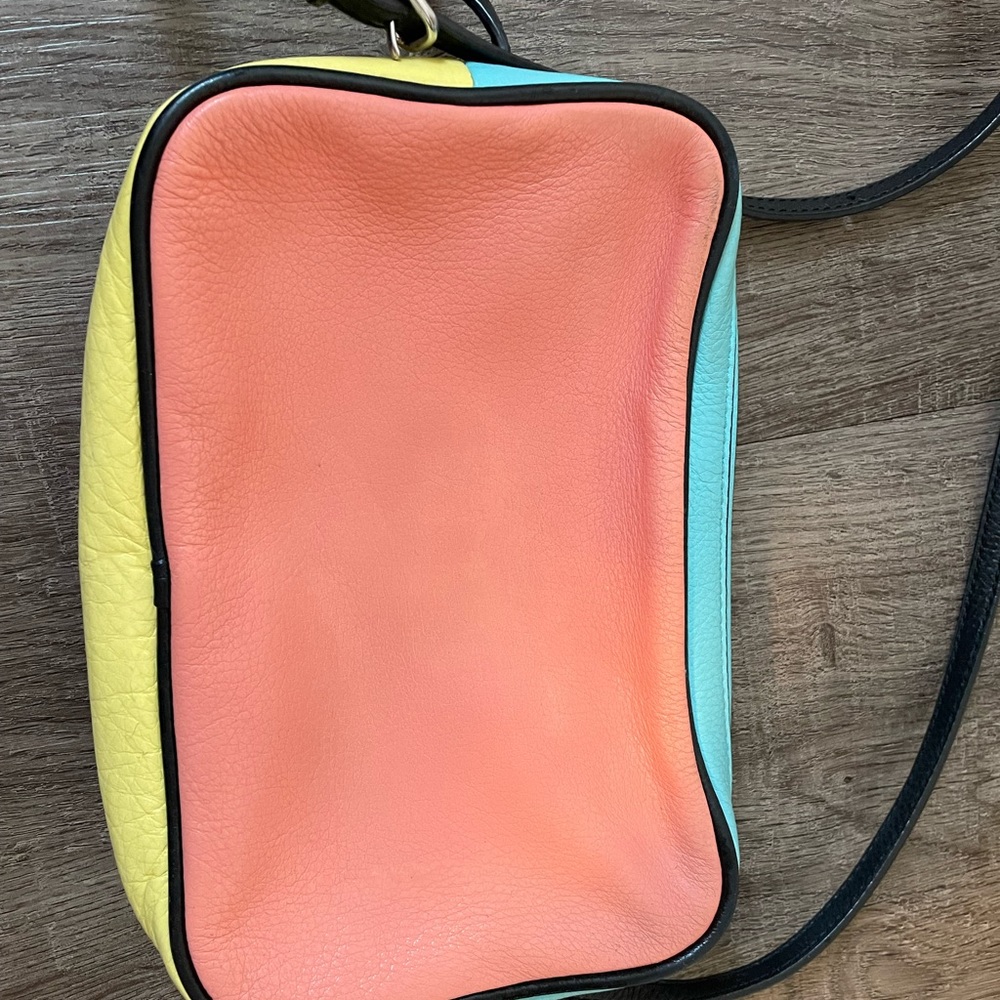 Marc Jacobs Coral, Aqua & Yellow Colorblock Leather Crossbody Bag - Picture 3 of 5